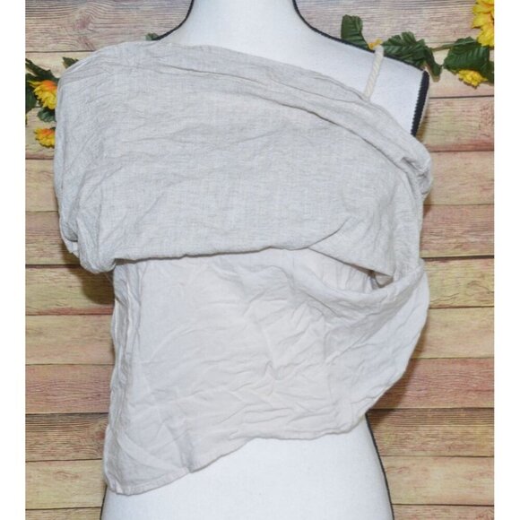 Moon River Beige Crop Tank Top Size M Linen Blend Fringe Rope Straps Cottage - Picture 9 of 12